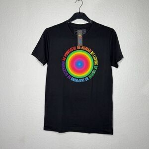 The Phluid Projet NWT Black Graphic T-Shirt with Colorful Design Size Sm